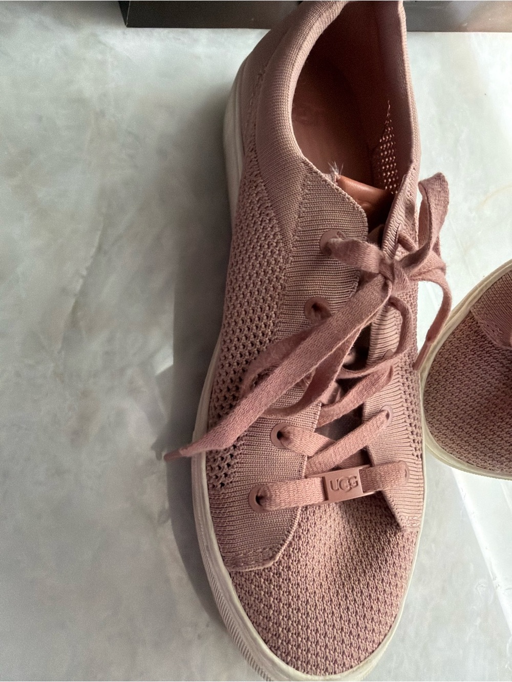 UGG Women's Knit Lace-Up Sneaker in Dusty Rose